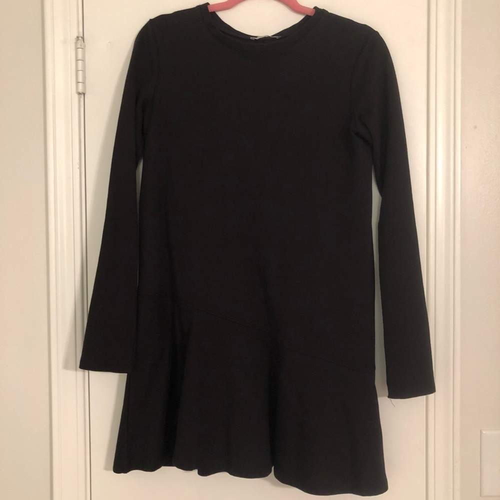 Zara Black Cotton Dress with Ruffle